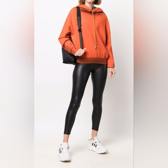 DKNY SPORT HIGH WAISTED CROPPED FAUX LEATHER LEGGINGS - Picture 3 of 12